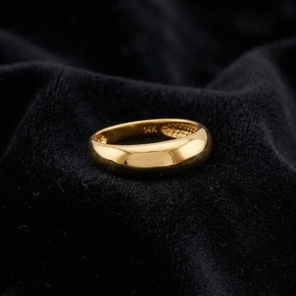 14K Gold Dome Ring Solid Yellow Gold Polished Band Jewelry By Tehrani